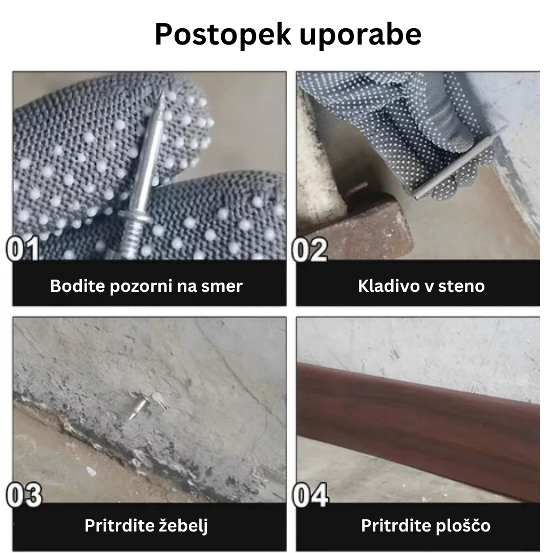 Dvosmerni nevidni žeblji (komplet 100 kosov + 1 orodje za nanašanje)